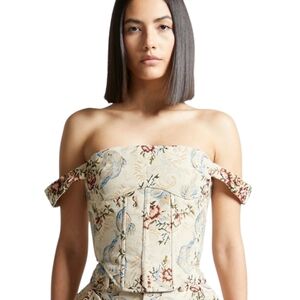 NWT MANIERE DE VOIR Bonnie Jacquard Bardot Corset Off Shoulder Top  Size 6 NEW